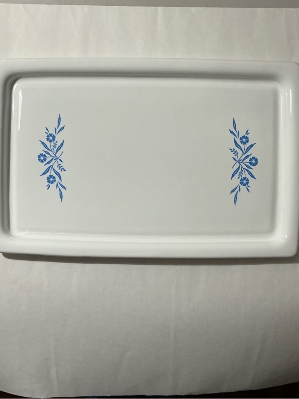Corningware White Ceramic Broil & Bake Tray with Navy Logo